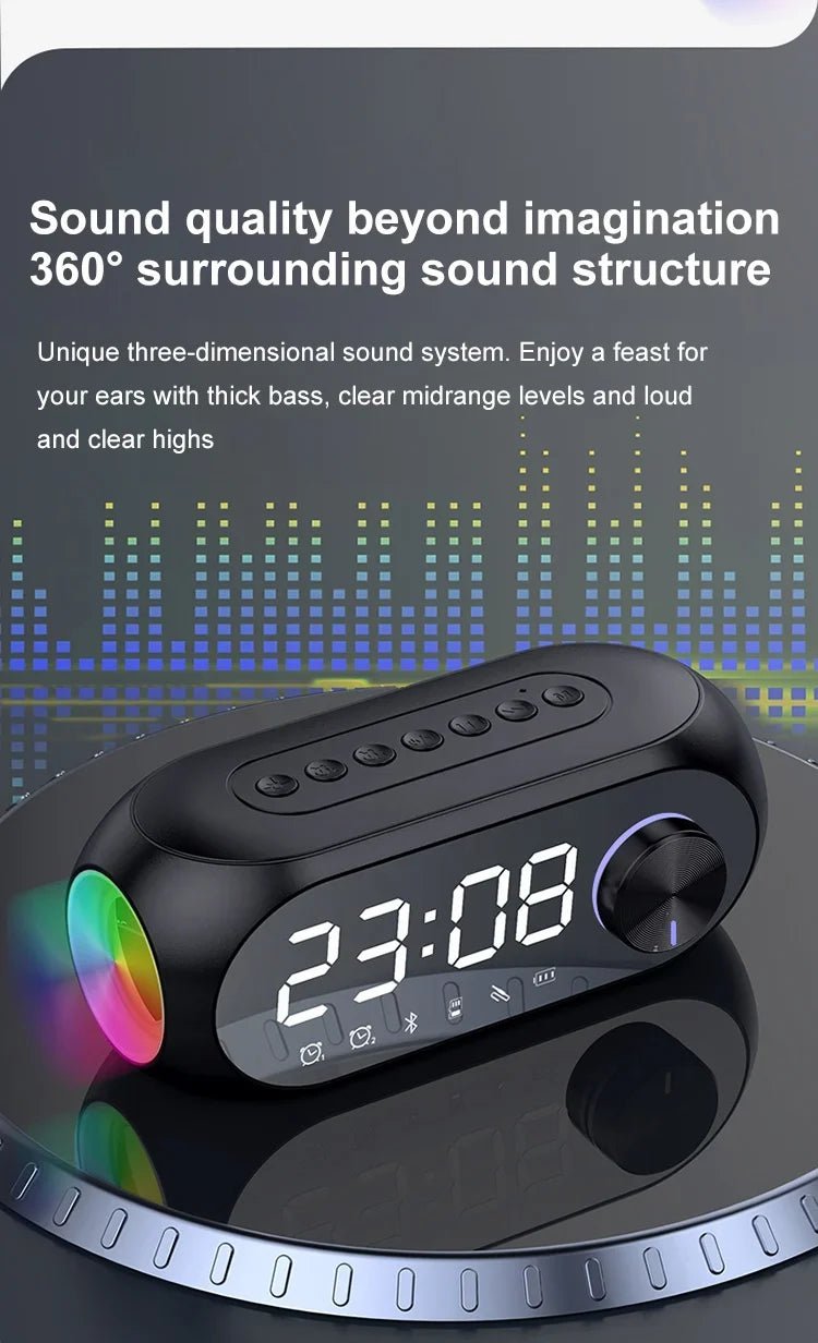 Alarm Clock Portable Bluetooth Speaker Radio FM Subwoofer Wireless Sound Box Music Mini Woofers Caixa De Som Coluna Lamp Bocina - Tara's Tiny Treasures