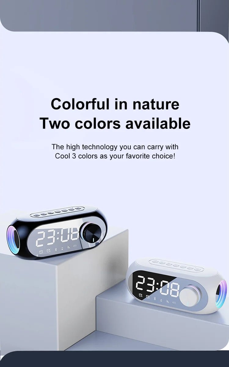 Alarm Clock Portable Bluetooth Speaker Radio FM Subwoofer Wireless Sound Box Music Mini Woofers Caixa De Som Coluna Lamp Bocina - Tara's Tiny Treasures