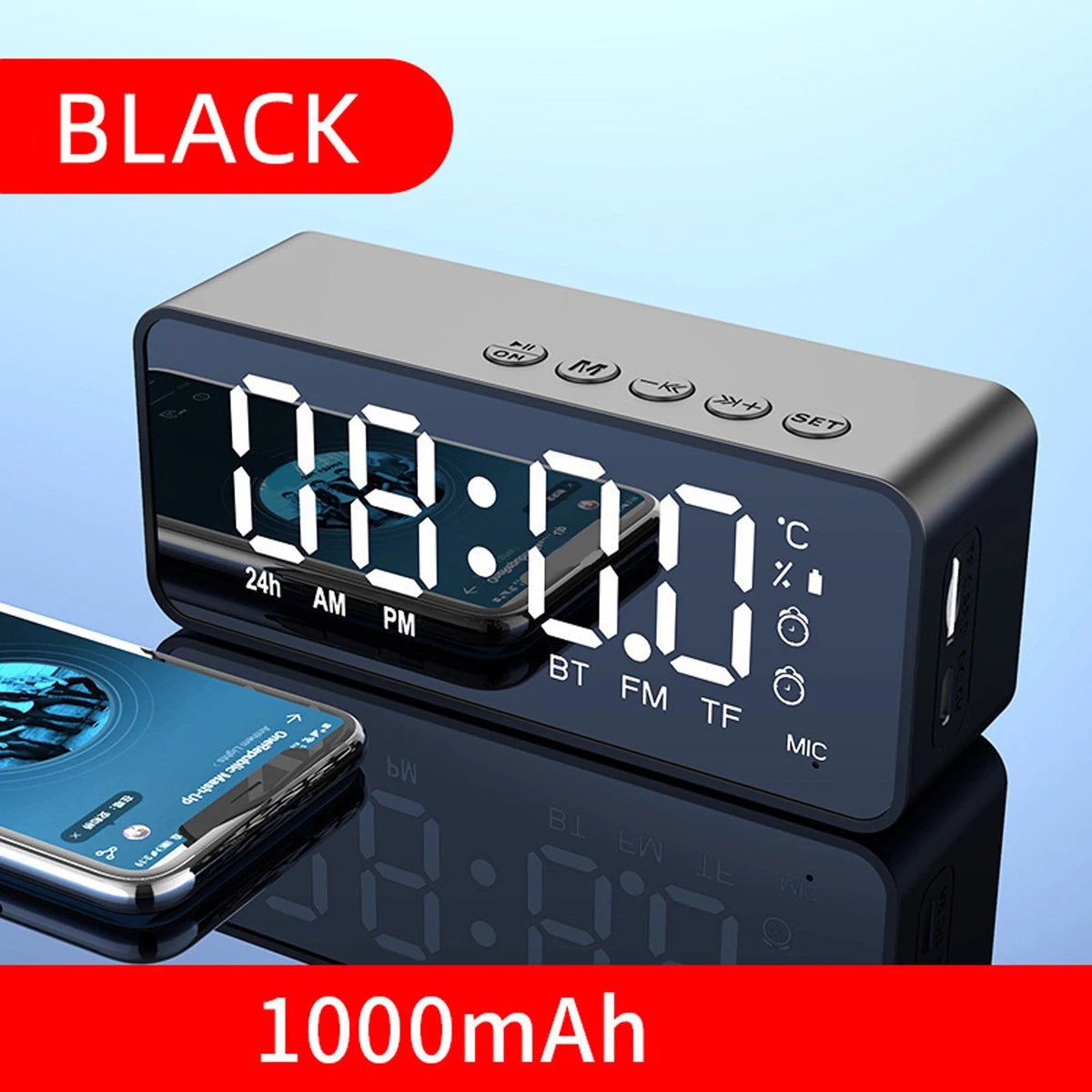 Alarm Clock Portable Bluetooth Speaker Radio FM Subwoofer Wireless Sound Box Music Mini Woofers Caixa De Som Coluna Lamp Bocina - Tara's Tiny Treasures