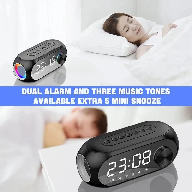 Alarm Clock Portable Bluetooth Speaker Radio FM Subwoofer Wireless Sound Box Music Mini Woofers Caixa De Som Coluna Lamp Bocina - Tara's Tiny Treasures