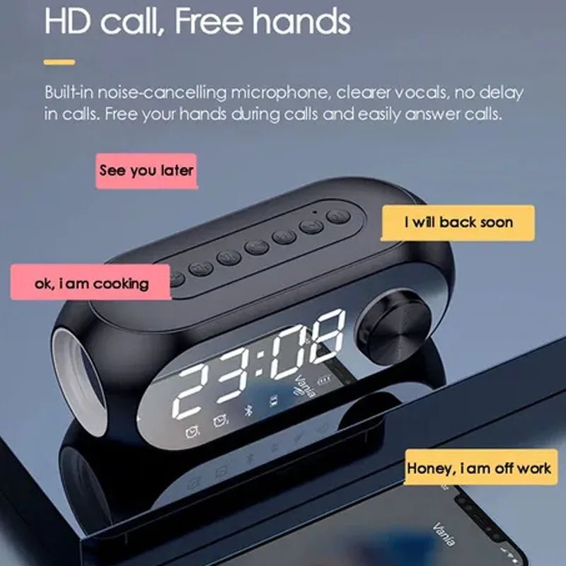 Alarm Clock Portable Bluetooth Speaker Radio FM Subwoofer Wireless Sound Box Music Mini Woofers Caixa De Som Coluna Lamp Bocina - Tara's Tiny Treasures