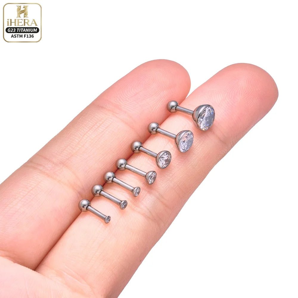 ASTM F136 Titanium Piercing Round Bowl Shaped Screw Labret Earring Set Lip Ring Cartilage Tragus Conch Jewelry Helix Nose Studs - Tara's Tiny Treasures