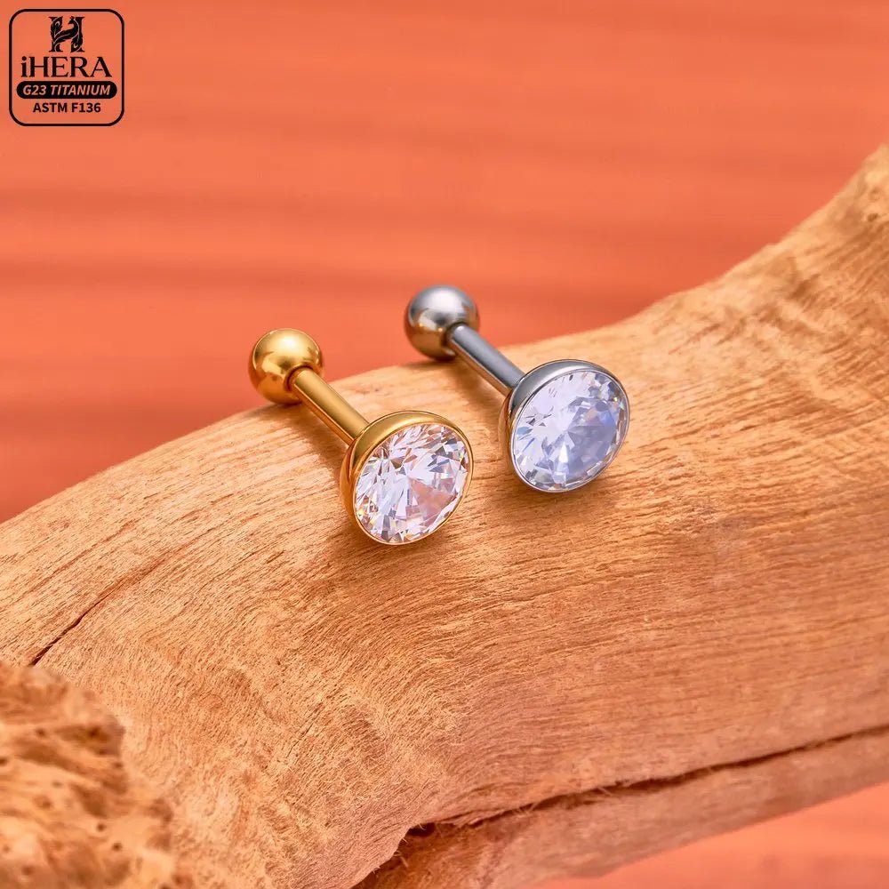 ASTM F136 Titanium Piercing Round Bowl Shaped Screw Labret Earring Set Lip Ring Cartilage Tragus Conch Jewelry Helix Nose Studs - Tara's Tiny Treasures