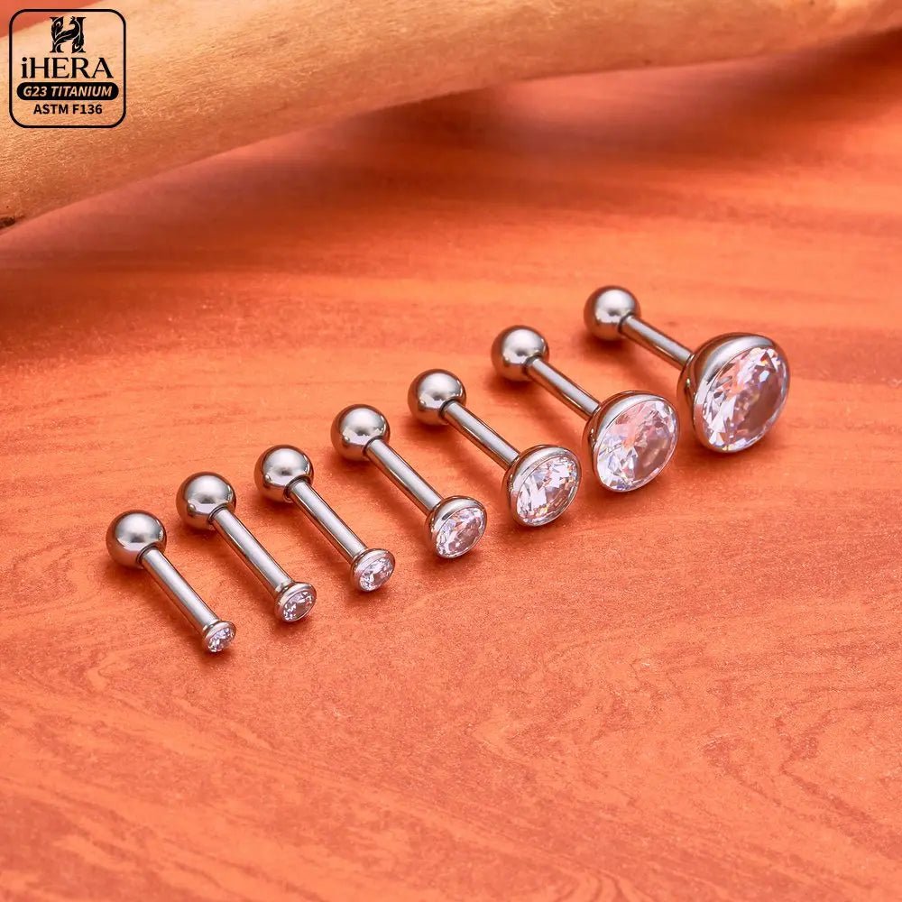 ASTM F136 Titanium Piercing Round Bowl Shaped Screw Labret Earring Set Lip Ring Cartilage Tragus Conch Jewelry Helix Nose Studs - Tara's Tiny Treasures