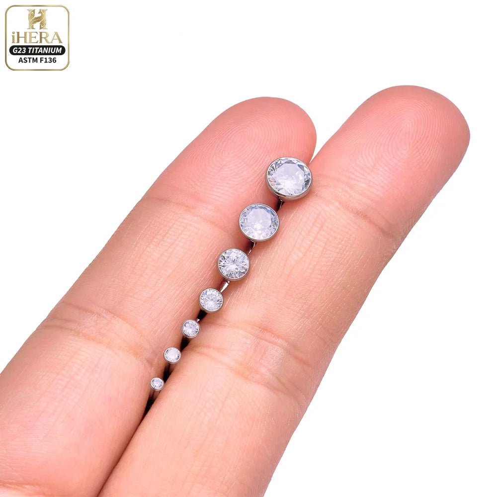 ASTM F136 Titanium Piercing Round Bowl Shaped Screw Labret Earring Set Lip Ring Cartilage Tragus Conch Jewelry Helix Nose Studs - Tara's Tiny Treasures