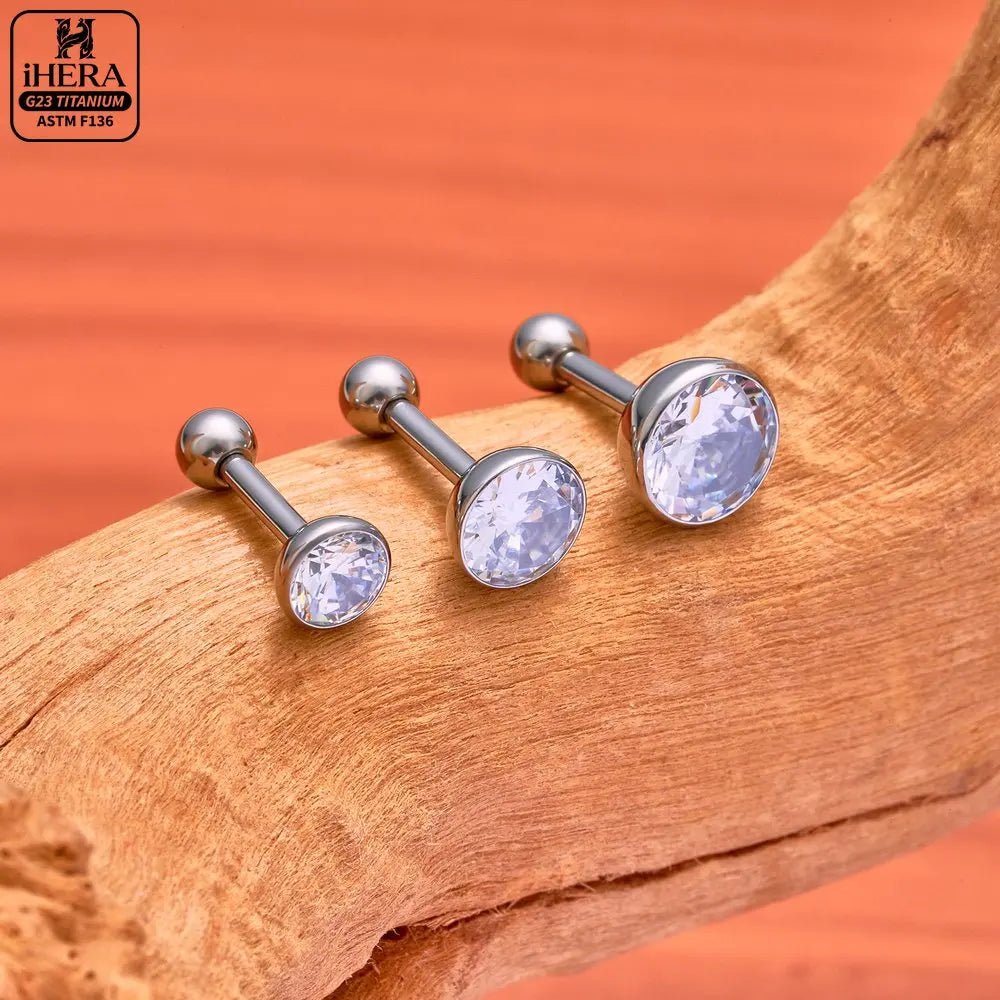ASTM F136 Titanium Piercing Round Bowl Shaped Screw Labret Earring Set Lip Ring Cartilage Tragus Conch Jewelry Helix Nose Studs - Tara's Tiny Treasures