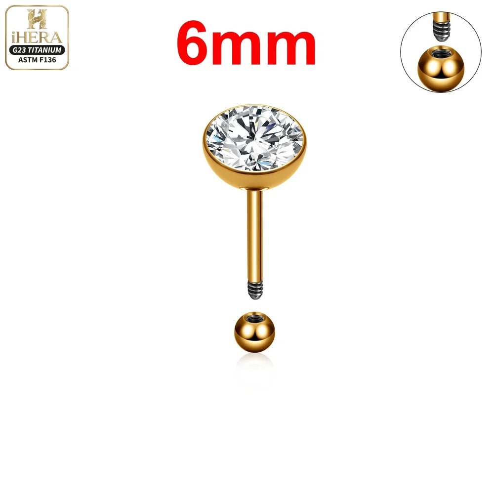 ASTM F136 Titanium Piercing Round Bowl Shaped Screw Labret Earring Set Lip Ring Cartilage Tragus Conch Jewelry Helix Nose Studs - Tara's Tiny Treasures