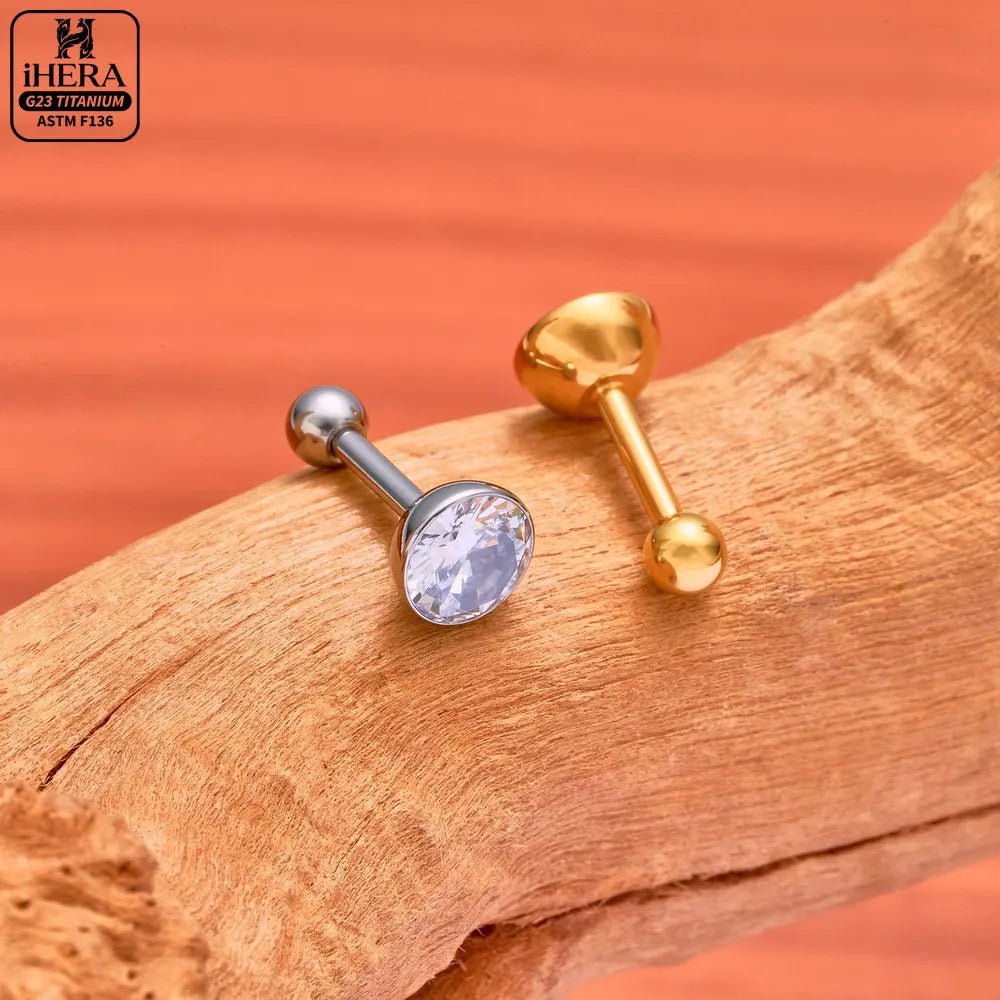 ASTM F136 Titanium Piercing Round Bowl Shaped Screw Labret Earring Set Lip Ring Cartilage Tragus Conch Jewelry Helix Nose Studs - Tara's Tiny Treasures