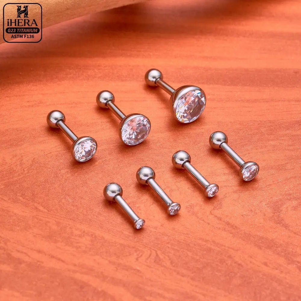 ASTM F136 Titanium Piercing Round Bowl Shaped Screw Labret Earring Set Lip Ring Cartilage Tragus Conch Jewelry Helix Nose Studs - Tara's Tiny Treasures