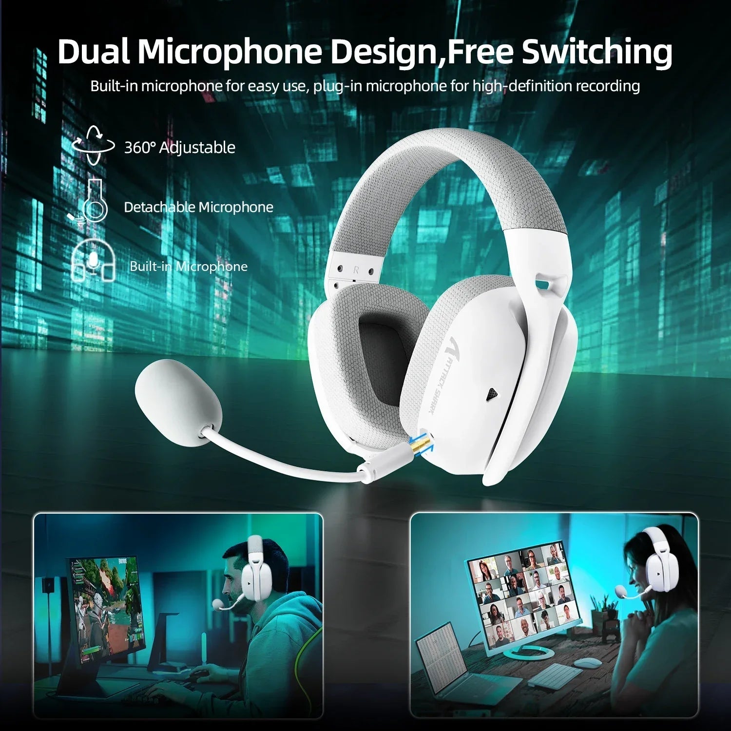 ATTACK SHARK L80PRO Wireless Gaming Headset 2.4G/BT/Wired Ultra-Light 40mm Drivers Low Latency Headphone for PC PS5 Switch Xbox - Tara's Tiny Treasures