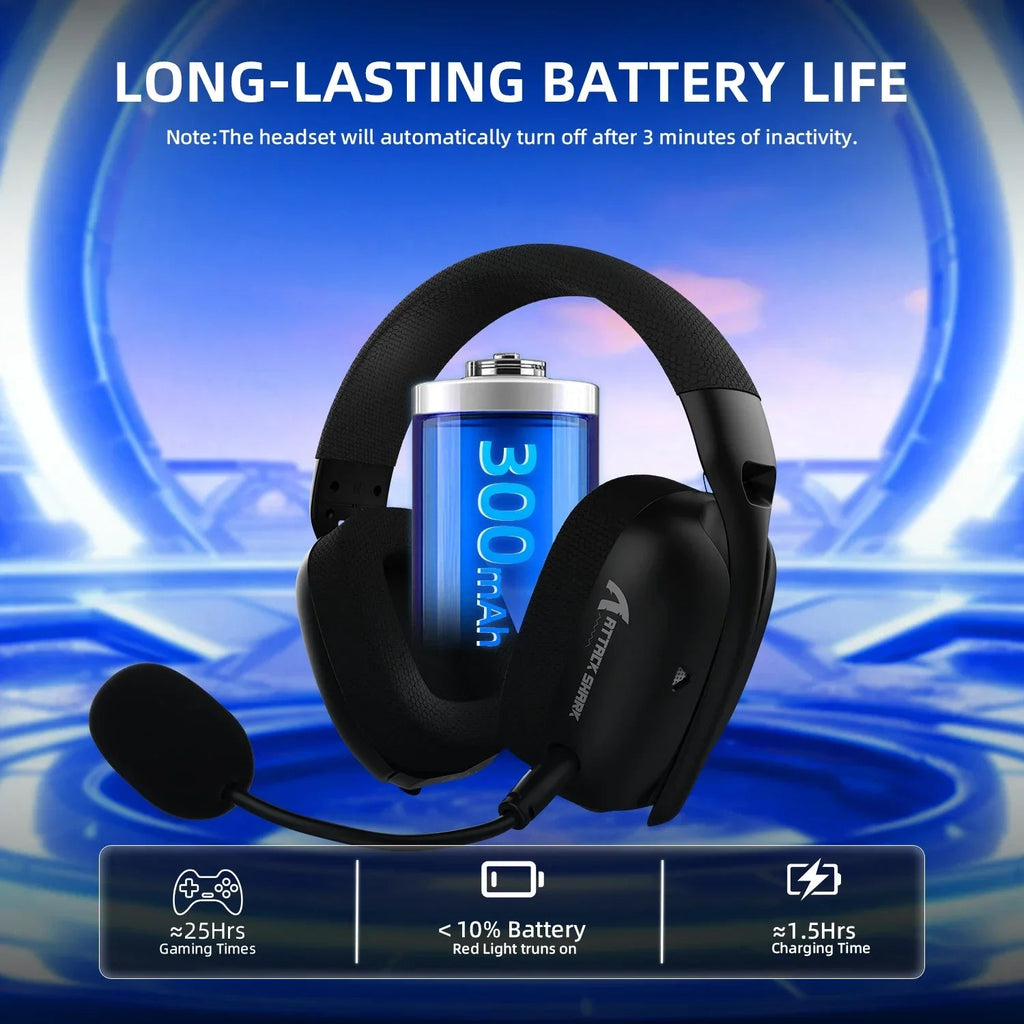 ATTACK SHARK L80PRO Wireless Gaming Headset 2.4G/BT/Wired Ultra-Light 40mm Drivers Low Latency Headphone for PC PS5 Switch Xbox - Tara's Tiny Treasures