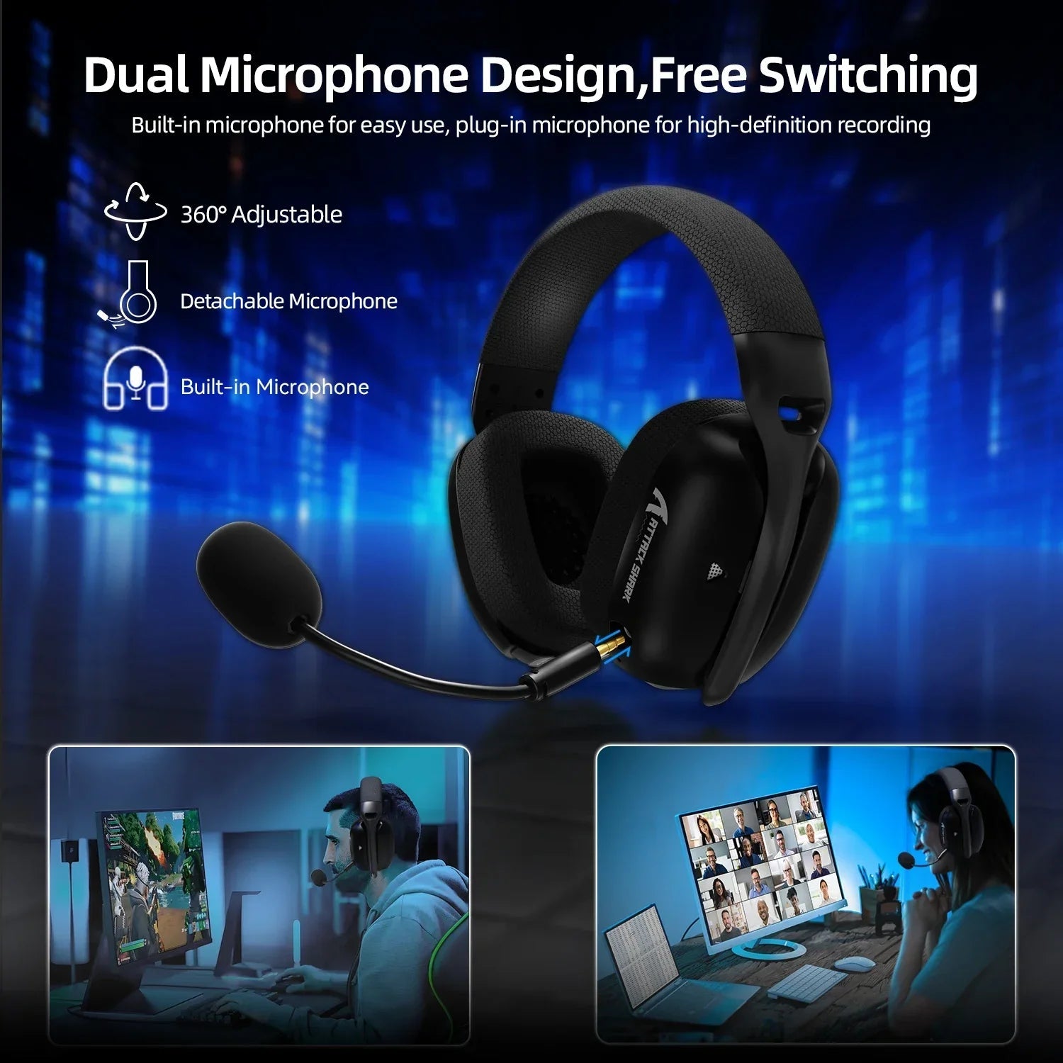 ATTACK SHARK L80PRO Wireless Gaming Headset 2.4G/BT/Wired Ultra-Light 40mm Drivers Low Latency Headphone for PC PS5 Switch Xbox - Tara's Tiny Treasures