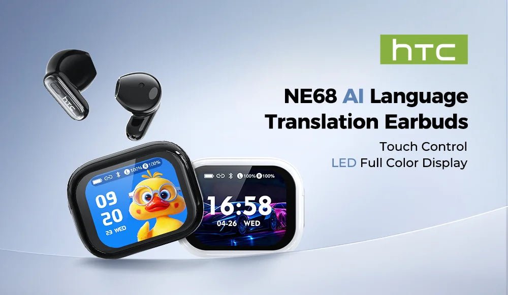 Auriculares Traductor DeIdioma 2026 HTC NE68 AI Translation Earbuds Bluetooth 6.0 Low Latency Gaming IPX4 Sports Touch Control - Tara's Tiny Treasures