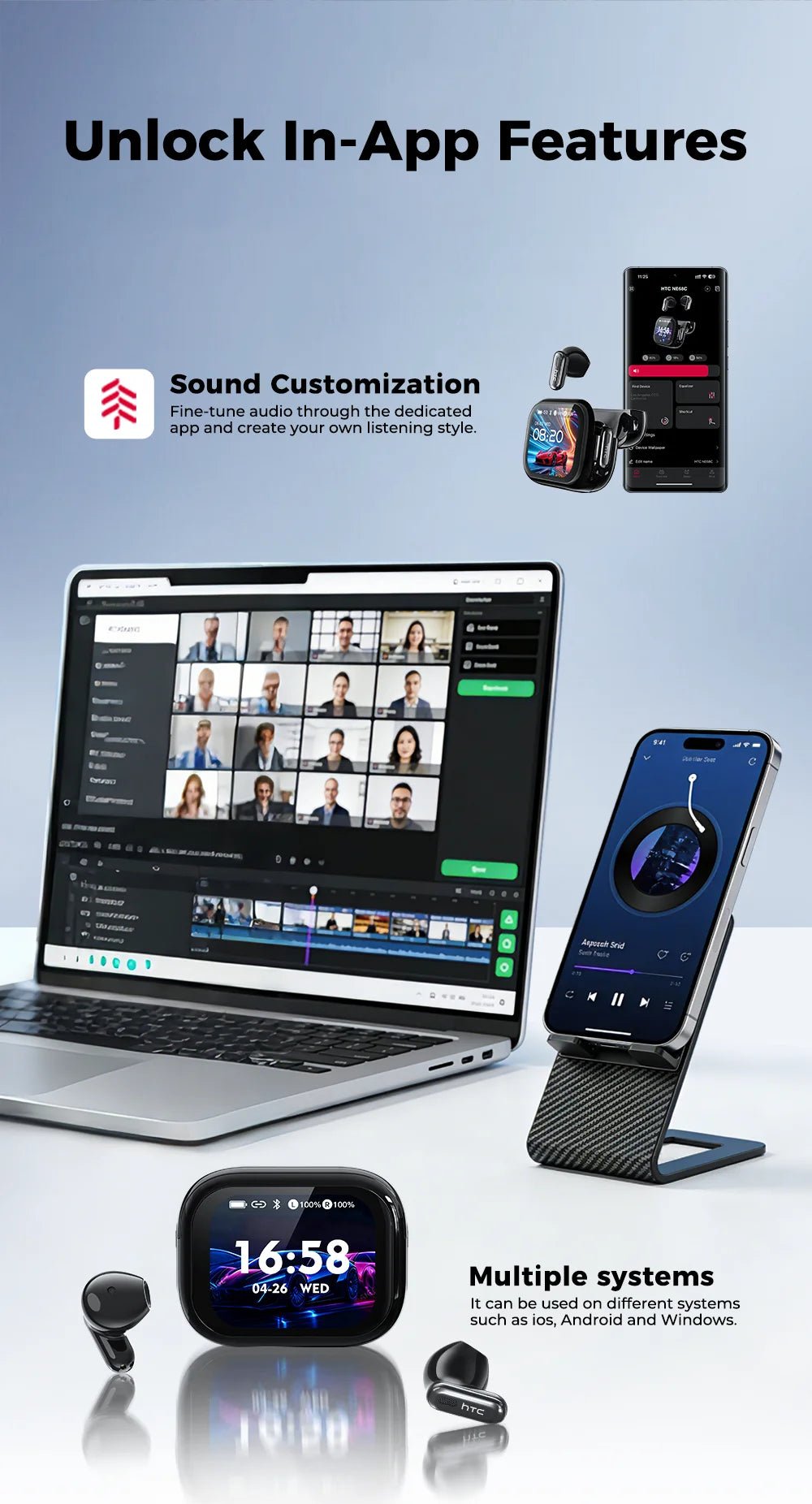 Auriculares Traductor DeIdioma 2026 HTC NE68 AI Translation Earbuds Bluetooth 6.0 Low Latency Gaming IPX4 Sports Touch Control - Tara's Tiny Treasures