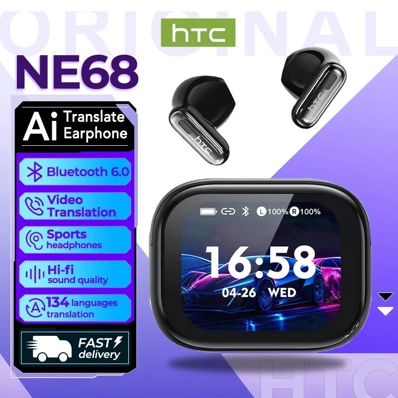 Auriculares Traductor DeIdioma 2026 HTC NE68 AI Translation Earbuds Bluetooth 6.0 Low Latency Gaming IPX4 Sports Touch Control - Tara's Tiny Treasures