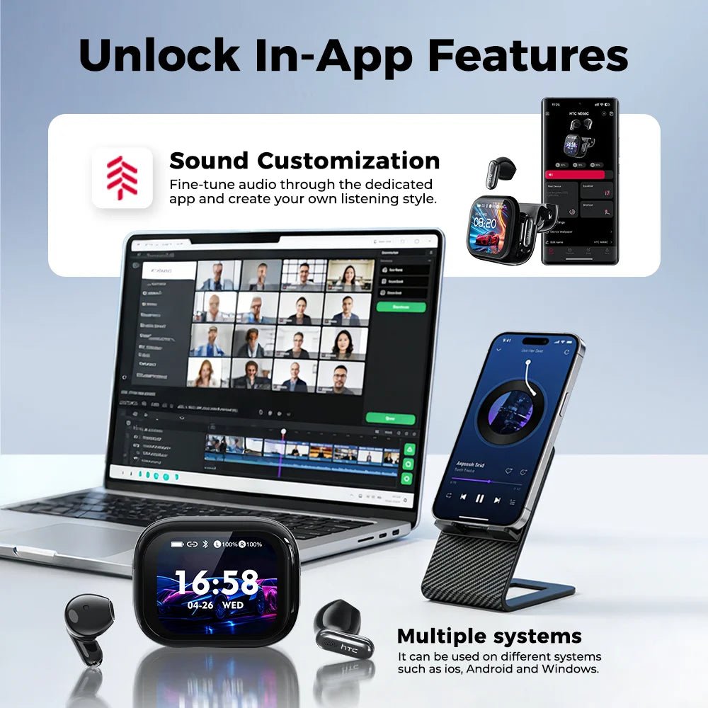 Auriculares Traductor DeIdioma 2026 HTC NE68 AI Translation Earbuds Bluetooth 6.0 Low Latency Gaming IPX4 Sports Touch Control - Tara's Tiny Treasures