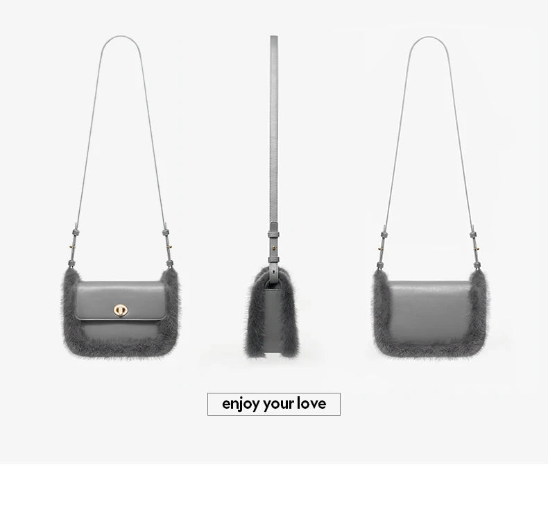 BAFELLI 2025 NEW WOMEN'S BAGS FASHION TRENDING FUR GENUINE LEATHER LUXURY BRAND ORIGINAL DESIGNER CROSSBODY SHOULDER PURSE - Tara's Tiny Treasures