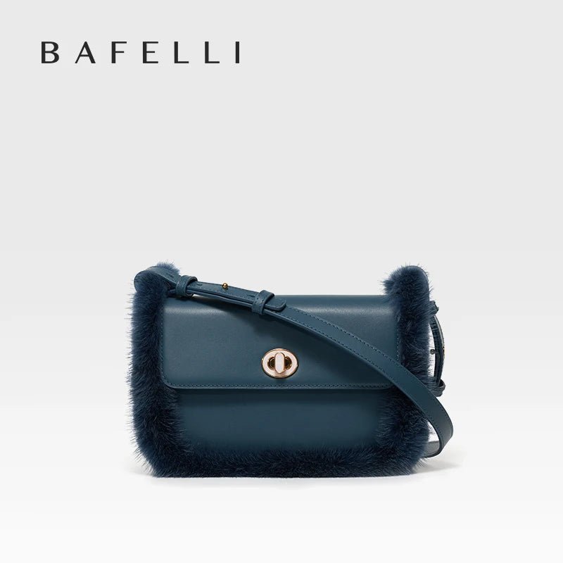 BAFELLI 2025 NEW WOMEN'S BAGS FASHION TRENDING FUR GENUINE LEATHER LUXURY BRAND ORIGINAL DESIGNER CROSSBODY SHOULDER PURSE - Tara's Tiny Treasures
