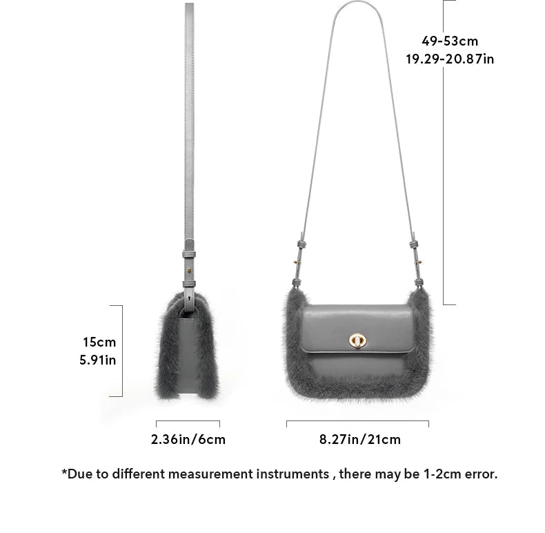 BAFELLI 2025 NEW WOMEN'S BAGS FASHION TRENDING FUR GENUINE LEATHER LUXURY BRAND ORIGINAL DESIGNER CROSSBODY SHOULDER PURSE - Tara's Tiny Treasures
