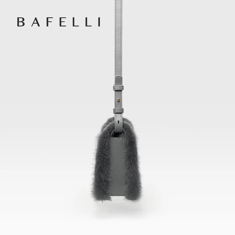 BAFELLI 2025 NEW WOMEN'S BAGS FASHION TRENDING FUR GENUINE LEATHER LUXURY BRAND ORIGINAL DESIGNER CROSSBODY SHOULDER PURSE - Tara's Tiny Treasures