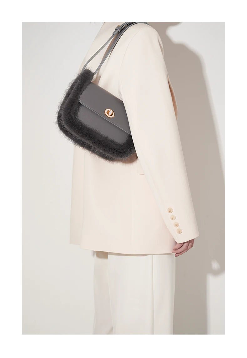 BAFELLI 2025 NEW WOMEN'S BAGS FASHION TRENDING FUR GENUINE LEATHER LUXURY BRAND ORIGINAL DESIGNER CROSSBODY SHOULDER PURSE - Tara's Tiny Treasures