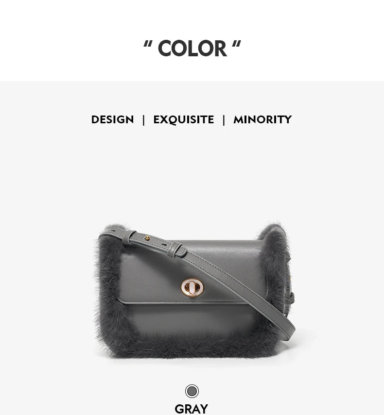 BAFELLI 2025 NEW WOMEN'S BAGS FASHION TRENDING FUR GENUINE LEATHER LUXURY BRAND ORIGINAL DESIGNER CROSSBODY SHOULDER PURSE - Tara's Tiny Treasures