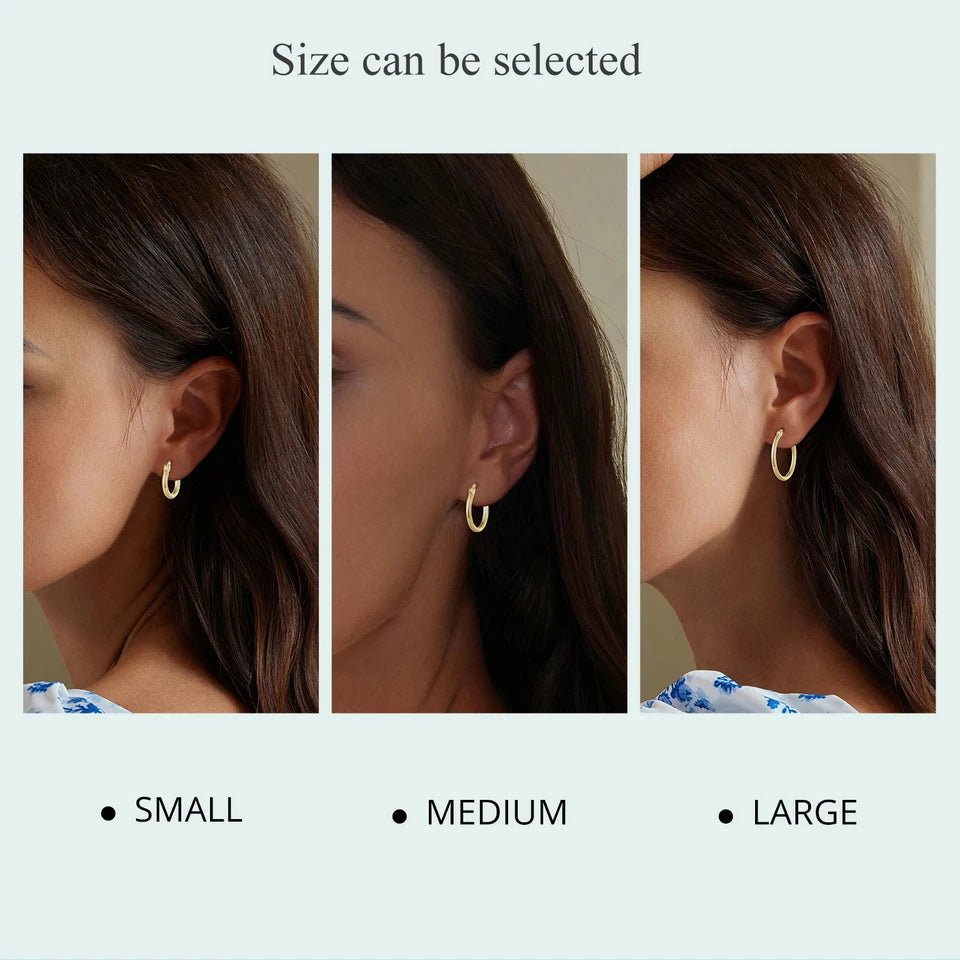 BAMOER 925 Sterling Silver Bold Classic Hypoallergenic Hoop Earrings, 14K White Gold Plated Glossy Tube Earrings for Women Gift - Tara's Tiny Treasures
