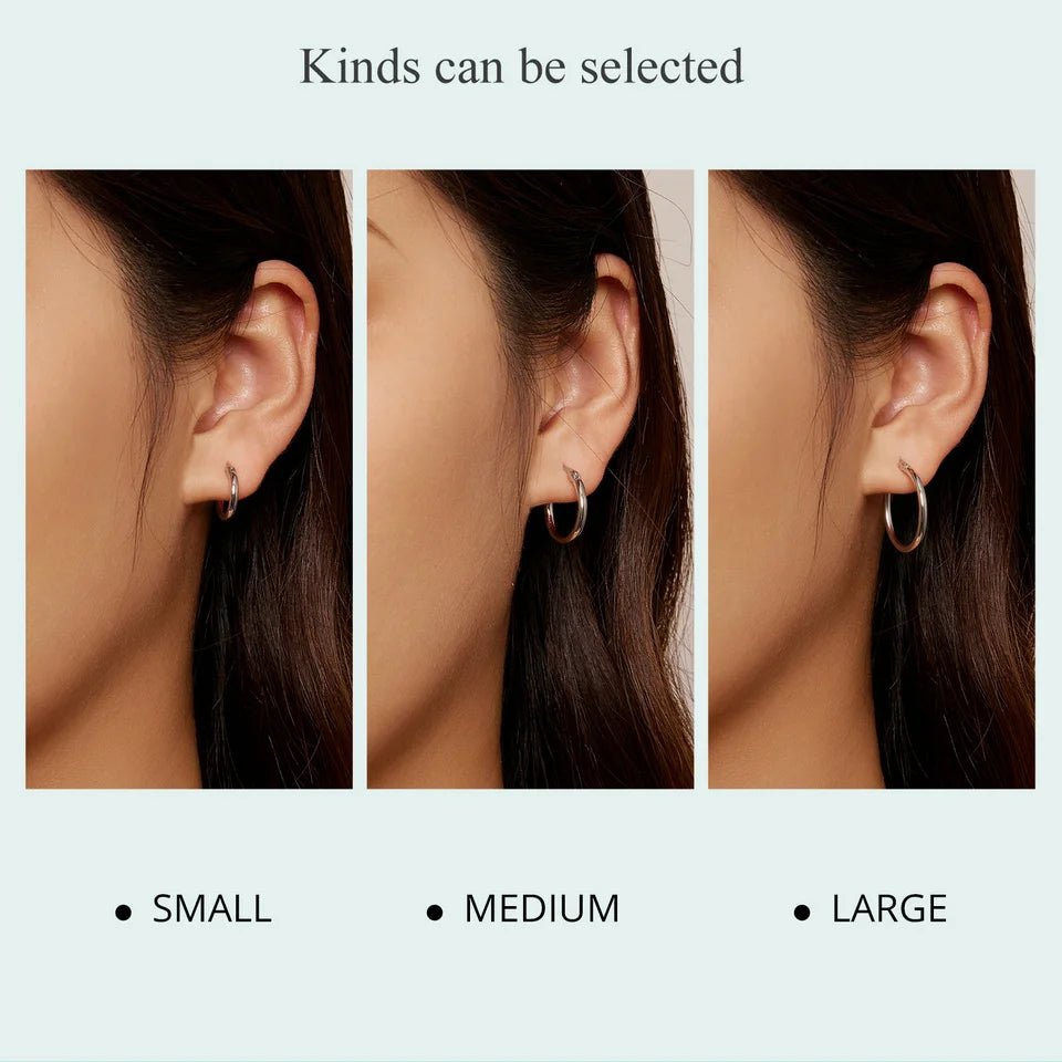 BAMOER 925 Sterling Silver Bold Classic Hypoallergenic Hoop Earrings, 14K White Gold Plated Glossy Tube Earrings for Women Gift - Tara's Tiny Treasures