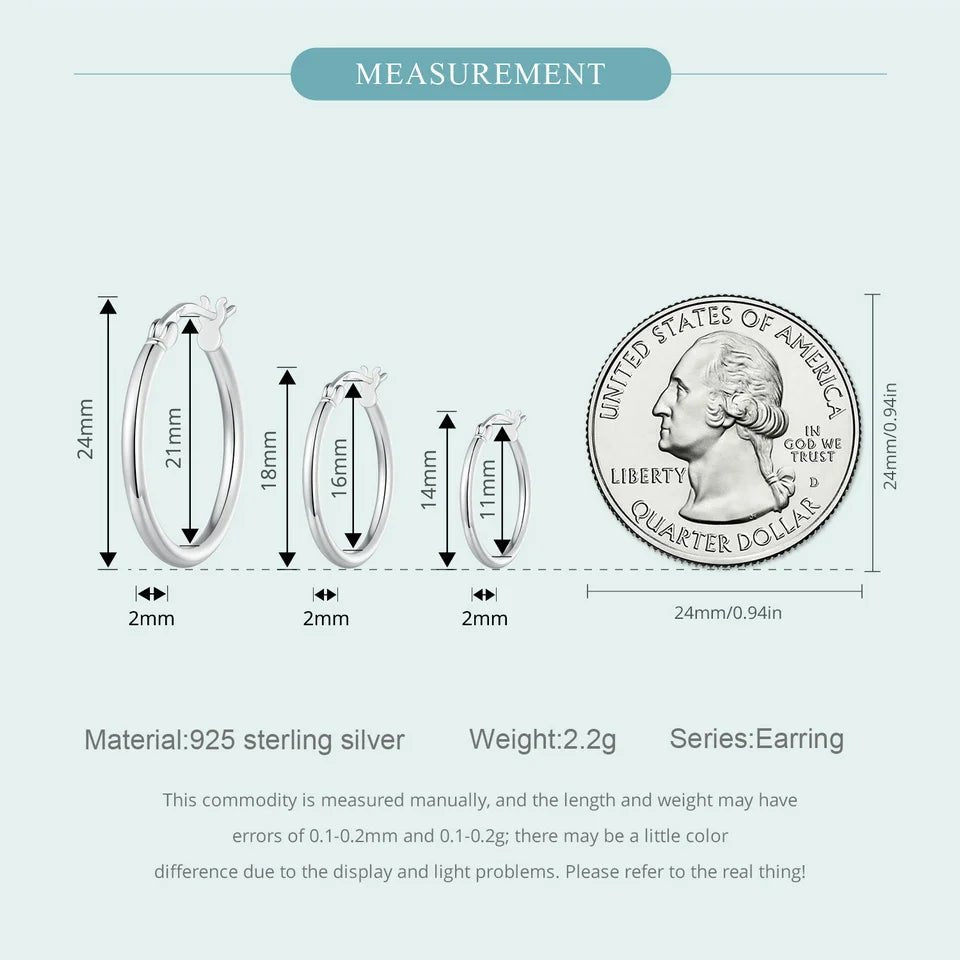 BAMOER 925 Sterling Silver Bold Classic Hypoallergenic Hoop Earrings, 14K White Gold Plated Glossy Tube Earrings for Women Gift - Tara's Tiny Treasures