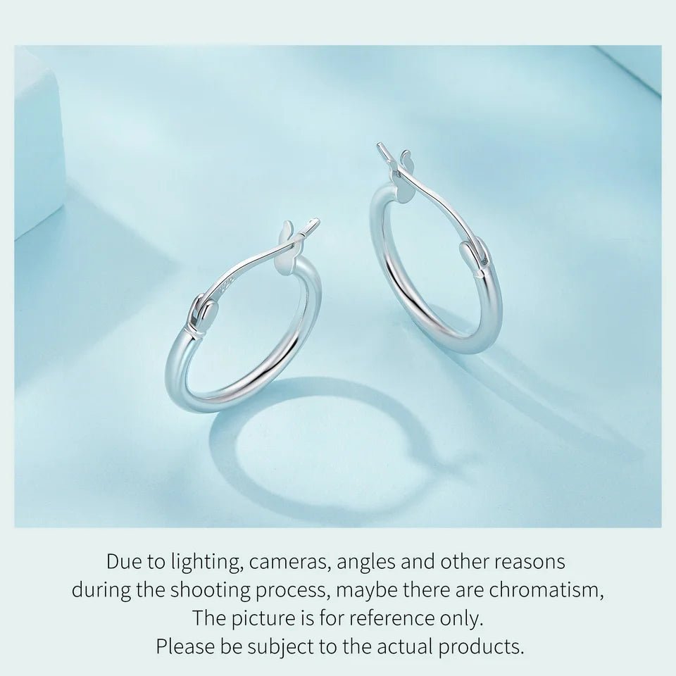 BAMOER 925 Sterling Silver Bold Classic Hypoallergenic Hoop Earrings, 14K White Gold Plated Glossy Tube Earrings for Women Gift - Tara's Tiny Treasures
