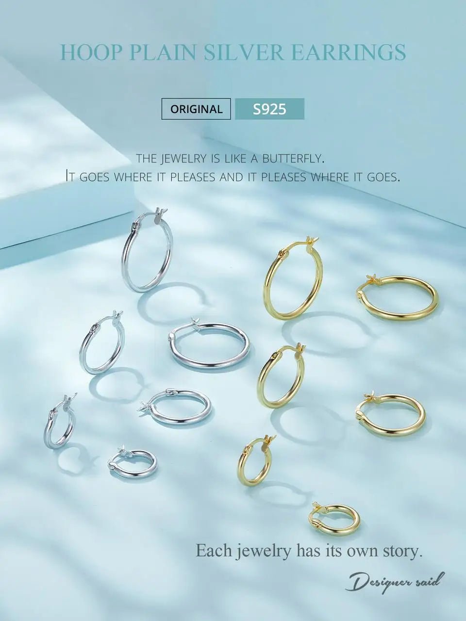 BAMOER 925 Sterling Silver Bold Classic Hypoallergenic Hoop Earrings, 14K White Gold Plated Glossy Tube Earrings for Women Gift - Tara's Tiny Treasures