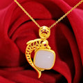 Beautiful Meaning Jade Inlaid Fish Pendant For Women 24K Gold AU999 | Wealth and surplus, peace and smoothness - Tara's Tiny Treasures