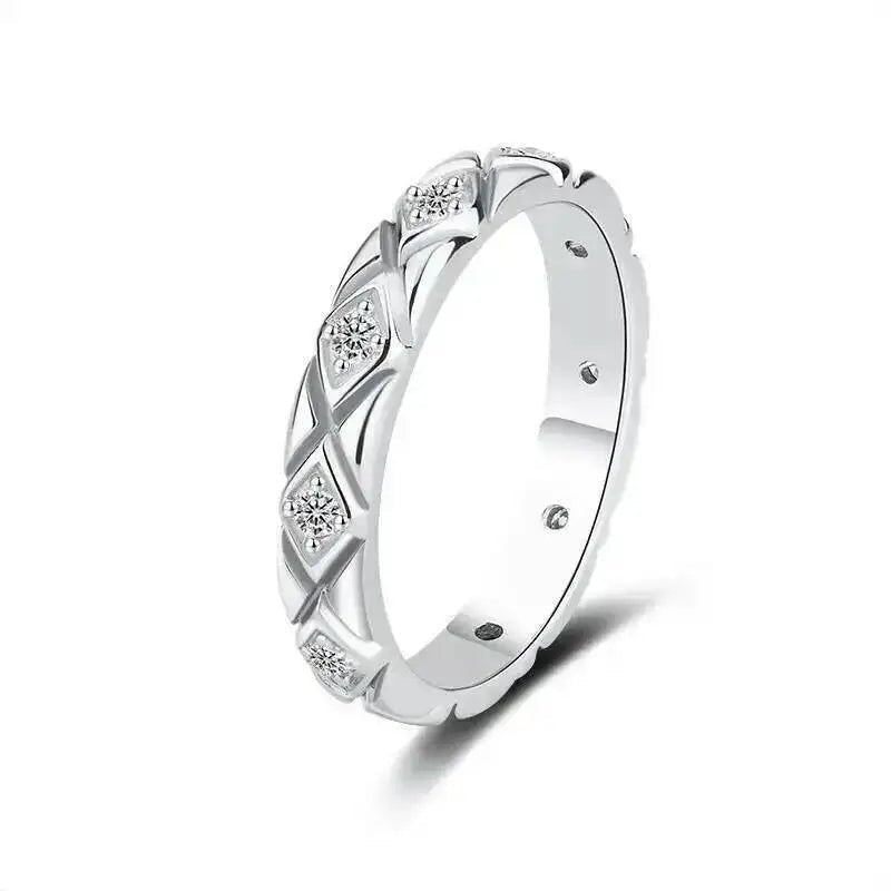 Best-Selling 925 Silver Moissanite Diamond Pattern Ring Full Diamonds Exquisite Fashion Versatile Moissanite Jewelry Gift - Tara's Tiny Treasures