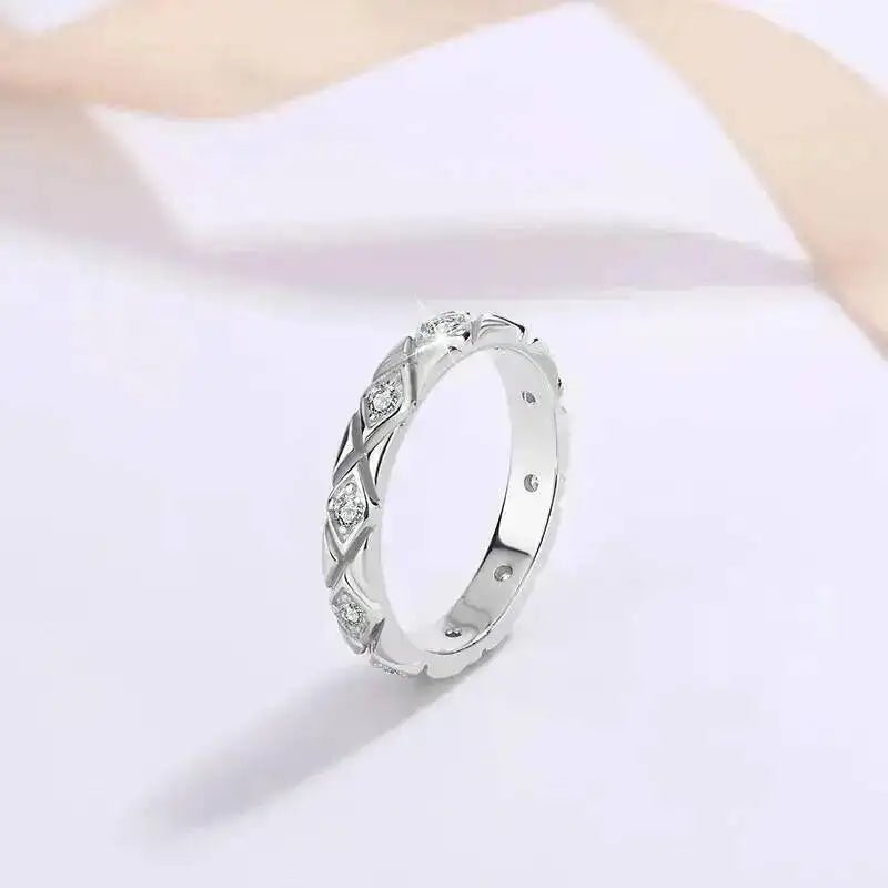 Best-Selling 925 Silver Moissanite Diamond Pattern Ring Full Diamonds Exquisite Fashion Versatile Moissanite Jewelry Gift - Tara's Tiny Treasures