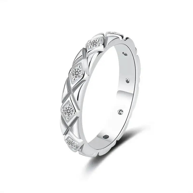 Best-Selling 925 Silver Moissanite Diamond Pattern Ring Full Diamonds Exquisite Fashion Versatile Moissanite Jewelry Gift - Tara's Tiny Treasures
