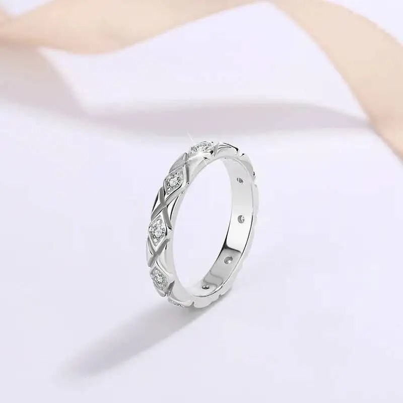 Best-Selling 925 Silver Moissanite Diamond Pattern Ring Full Diamonds Exquisite Fashion Versatile Moissanite Jewelry Gift - Tara's Tiny Treasures