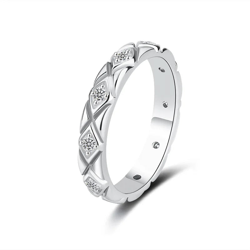 Best-Selling 925 Silver Moissanite Diamond Pattern Ring Full Diamonds Exquisite Fashion Versatile Moissanite Jewelry Gift - Tara's Tiny Treasures