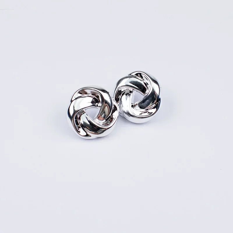 Big Twist UV Golden Stud Earrings for Women Simple Versatile Personality Exaggerated Smooth Creative Jewelry Girl Gift - Tara's Tiny Treasures