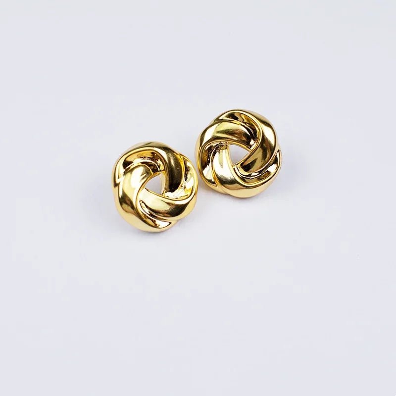 Big Twist UV Golden Stud Earrings for Women Simple Versatile Personality Exaggerated Smooth Creative Jewelry Girl Gift - Tara's Tiny Treasures