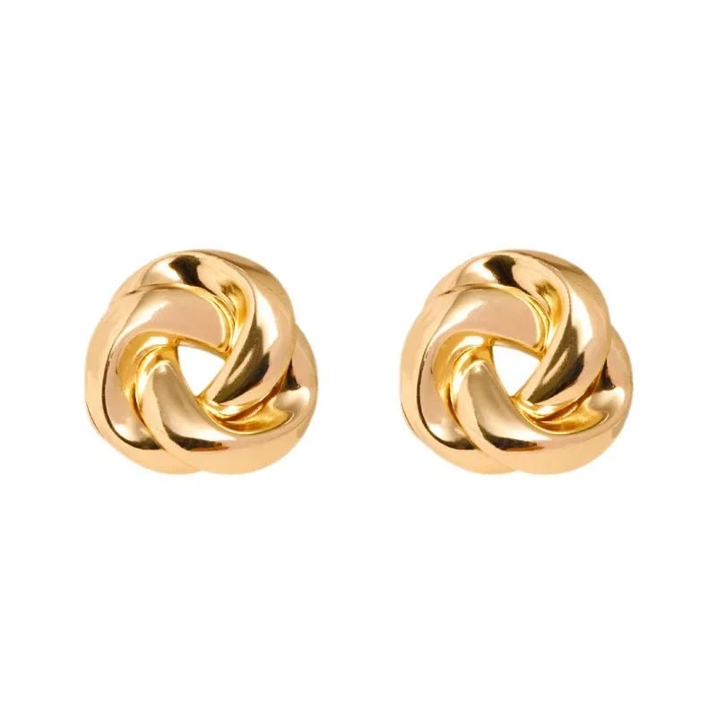 Big Twist UV Golden Stud Earrings for Women Simple Versatile Personality Exaggerated Smooth Creative Jewelry Girl Gift - Tara's Tiny Treasures