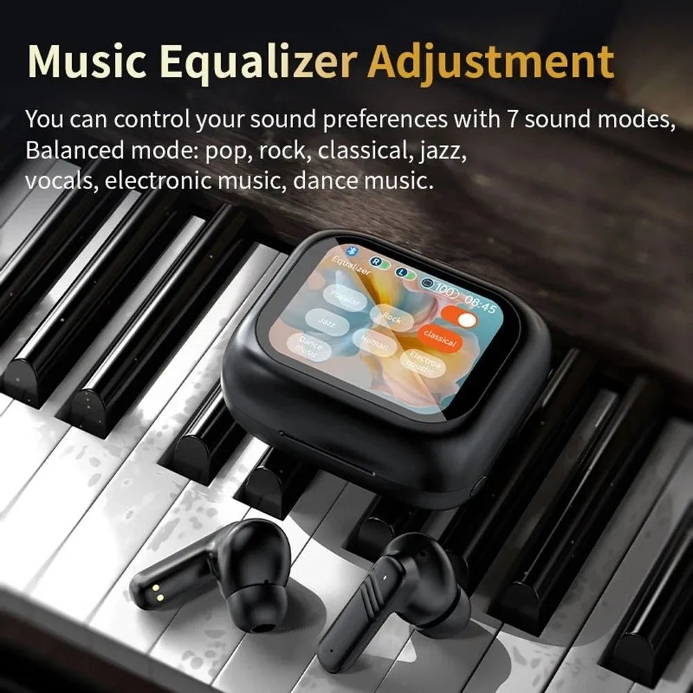 Bluetooth 5.4 Full Touch Screen Headphones Smart LCD in Ear Wireless in-Ear Earbuds Long Battery HD Call ANC Bluetooth Earphones - Tara's Tiny Treasures