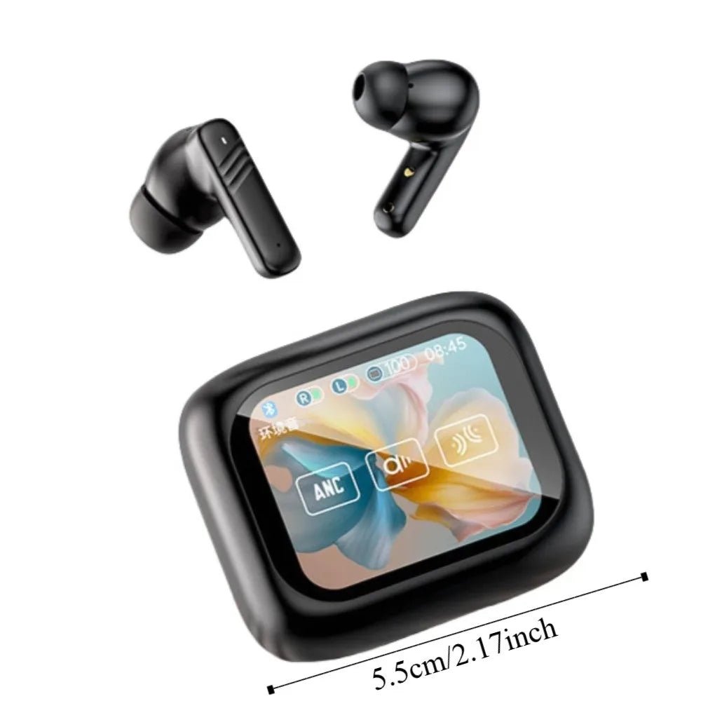 Bluetooth 5.4 Full Touch Screen Headphones Smart LCD in Ear Wireless in-Ear Earbuds Long Battery HD Call ANC Bluetooth Earphones - Tara's Tiny Treasures