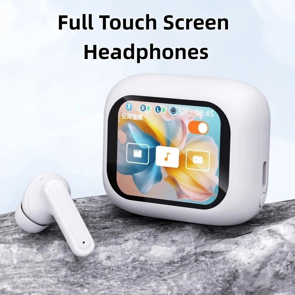 Bluetooth 5.4 Full Touch Screen Headphones Smart LCD in Ear Wireless in-Ear Earbuds Long Battery HD Call ANC Bluetooth Earphones - Tara's Tiny Treasures