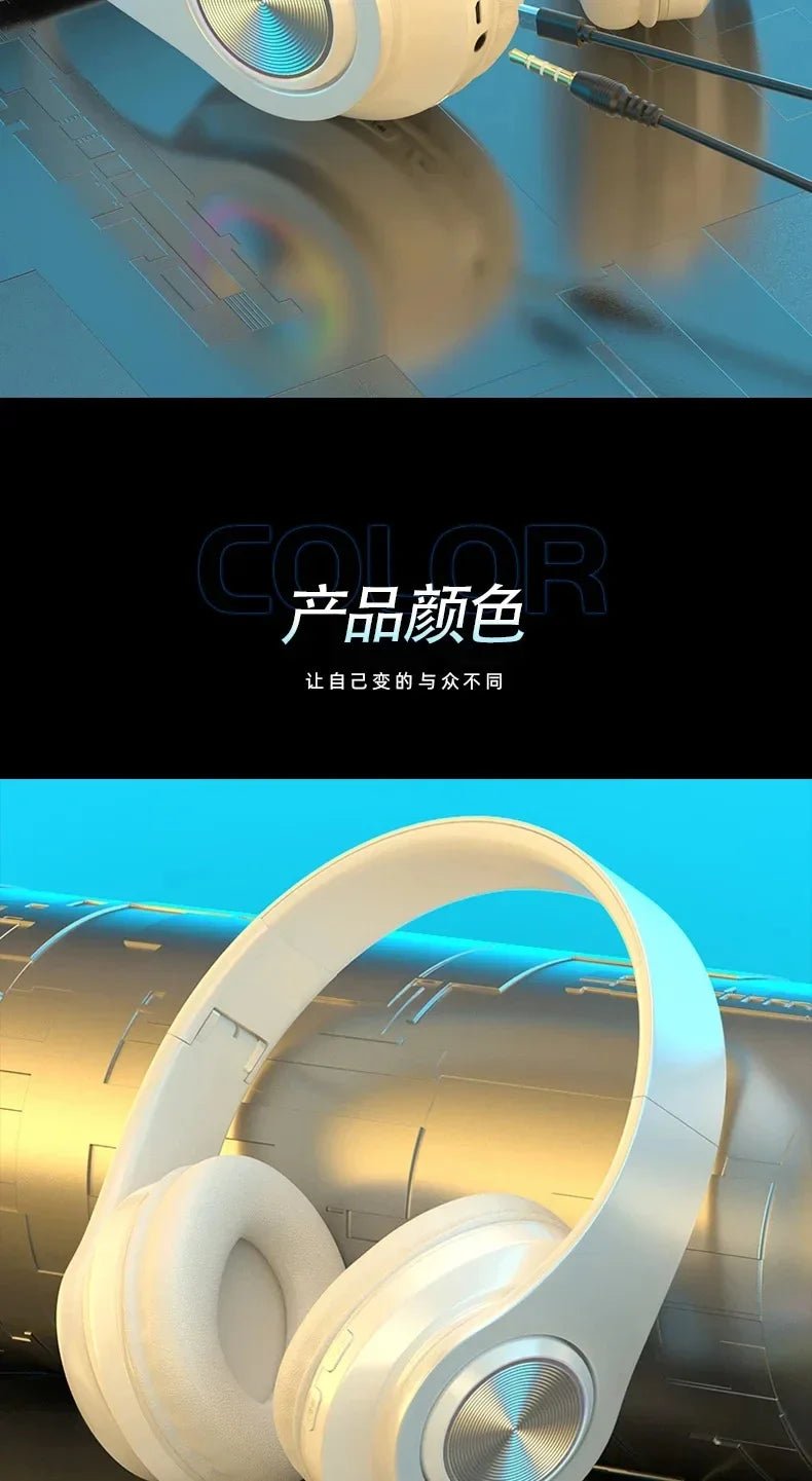 Bluetooth Headphones RGB Lighting Noise Cancellation Foldable Headsets Over Ear Stereo HIFI Sports Headset TF Music Player B39 - Tara's Tiny Treasures