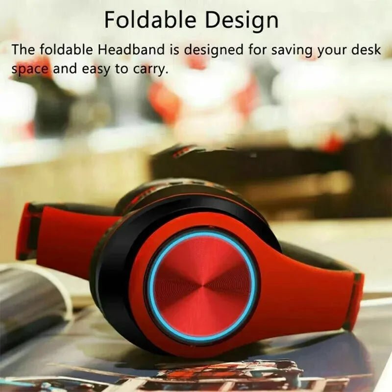 Bluetooth Headphones RGB Lighting Noise Cancellation Foldable Headsets Over Ear Stereo HIFI Sports Headset TF Music Player B39 - Tara's Tiny Treasures