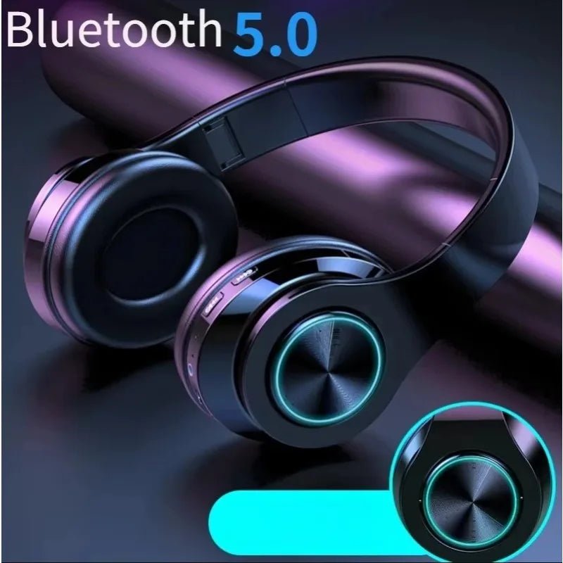 Bluetooth Headphones RGB Lighting Noise Cancellation Foldable Headsets Over Ear Stereo HIFI Sports Headset TF Music Player B39 - Tara's Tiny Treasures