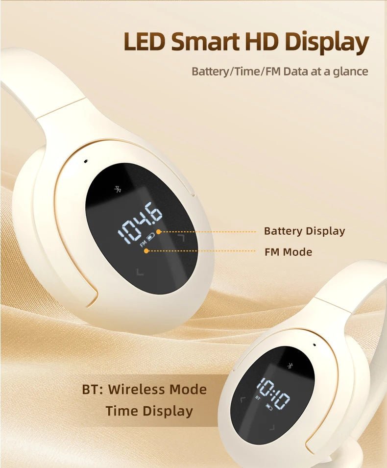 Bluetooth Headset with FM Radio Wireless Headset Bluetooth Earphone For HIFI Stereo With Built-in Mic - Tara's Tiny Treasures
