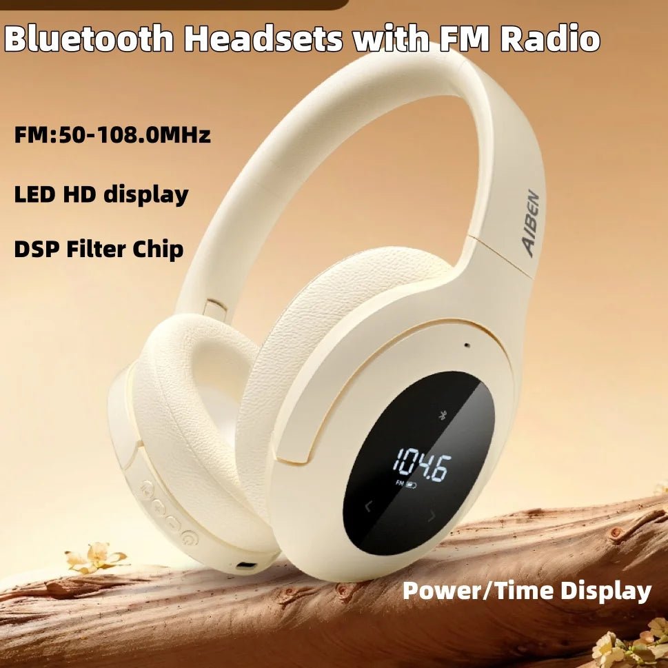 Bluetooth Headset with FM Radio Wireless Headset Bluetooth Earphone For HIFI Stereo With Built-in Mic - Tara's Tiny Treasures