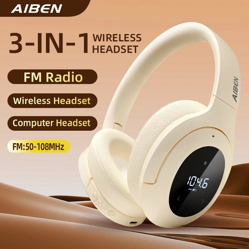 Bluetooth Headset with FM Radio Wireless Headset Bluetooth Earphone For HIFI Stereo With Built-in Mic - Tara's Tiny Treasures