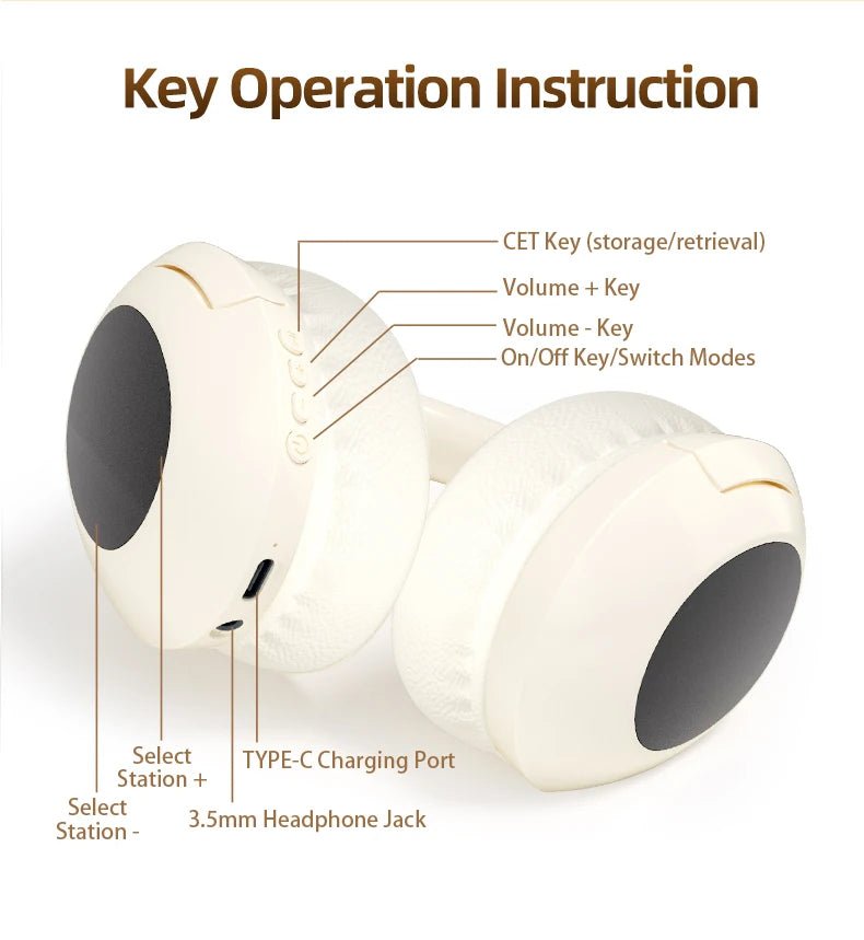 Bluetooth Headset with FM Radio Wireless Headset Bluetooth Earphone For HIFI Stereo With Built-in Mic - Tara's Tiny Treasures
